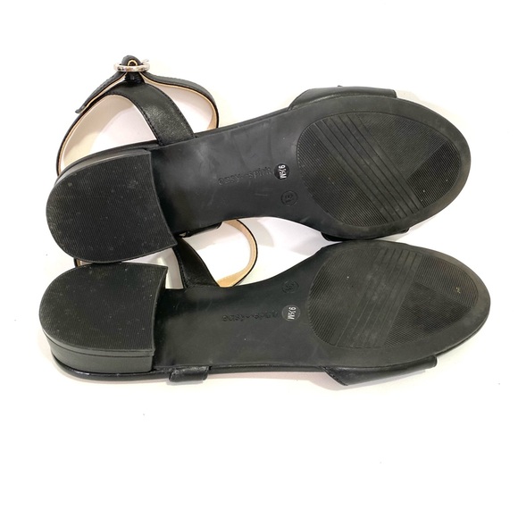 Easy Spirit Flat Ankle Strap Black Sandals 9.5 M Open Toe Bow Round Toe - Picture 12 of 12